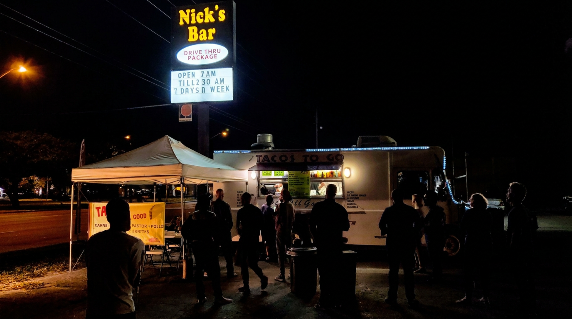 Outside Nick's Bar